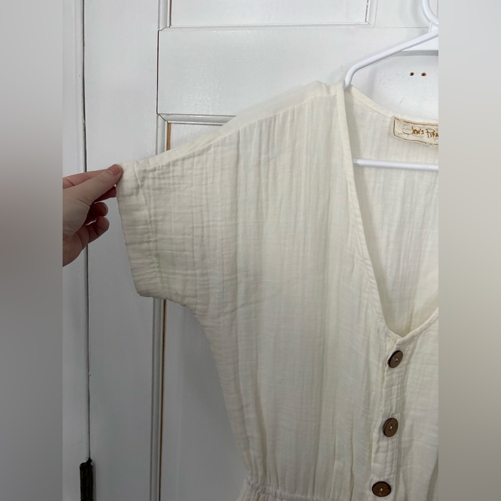 Jen’s Pirate Booty Free People Off-White Ivory Cotton Jumpsuit, Size Small (S) - Picture 4 of 10